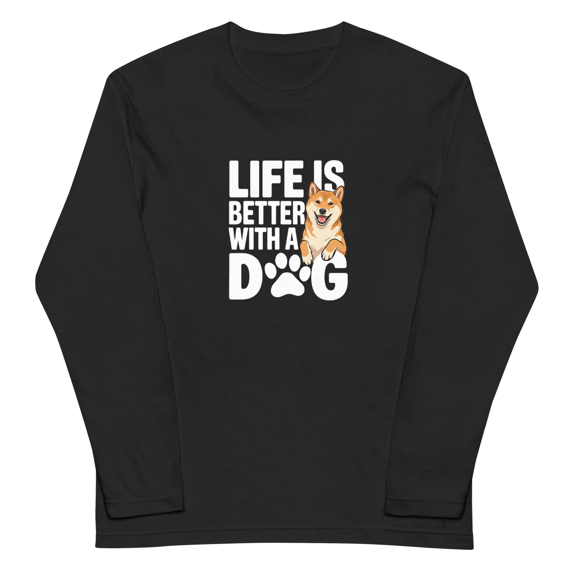 犬 ロン t 犬 長袖 t シャツ いぬ 犬イラスト柴犬 Life is better with a Shiba